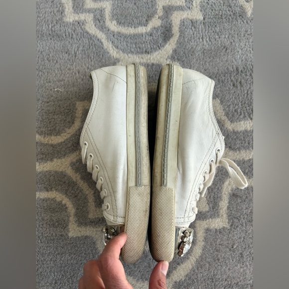 Miu Miu Jewelled Cap Toe Leather Size 7.5 Sneaker - Picture 2 of 10